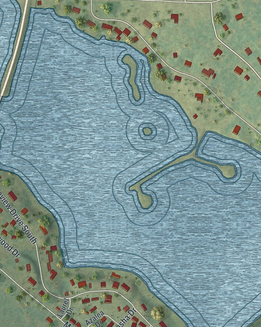 Close-up of Ivey streets on the map
