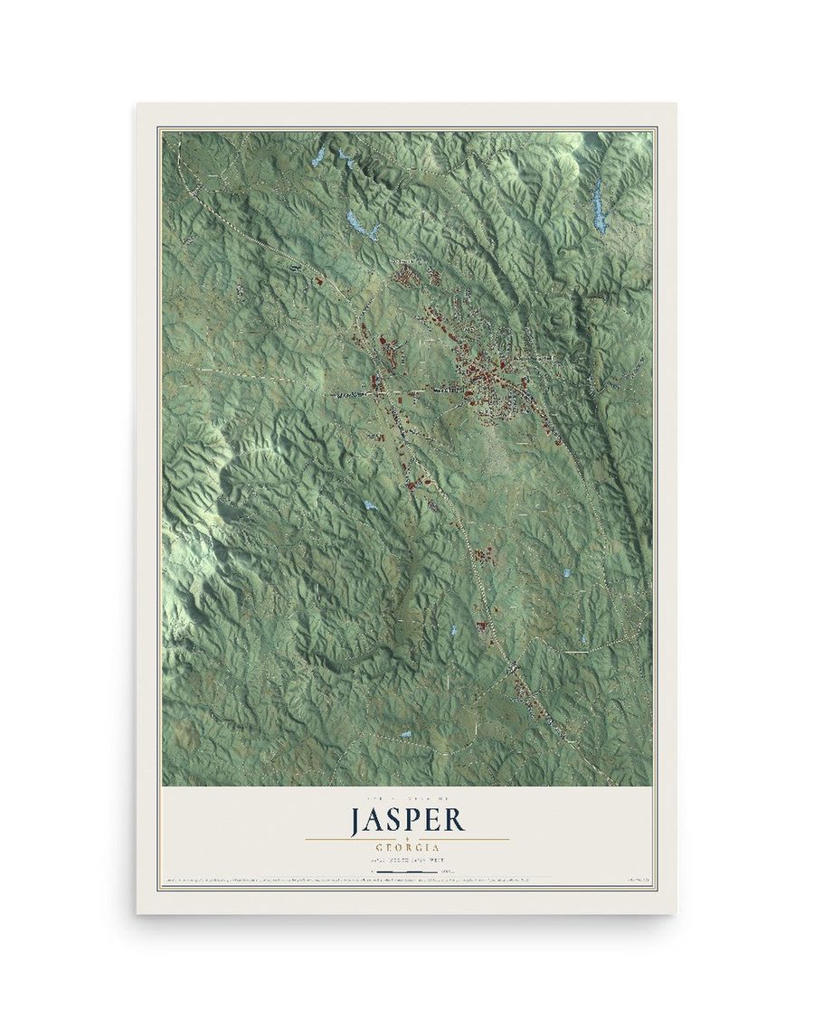 Jasper, Georgia map print, 12 x 18 in, print only