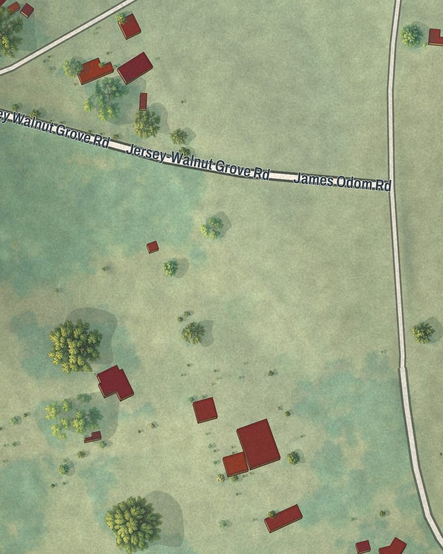 Close-up of Jersey streets on the map