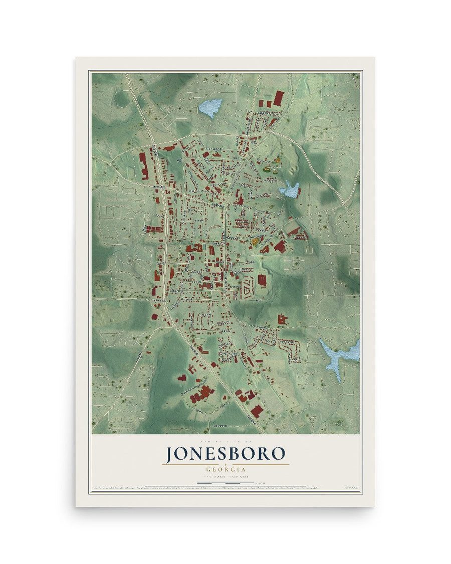 Jonesboro, Georgia map print, 12 x 18 in, print only
