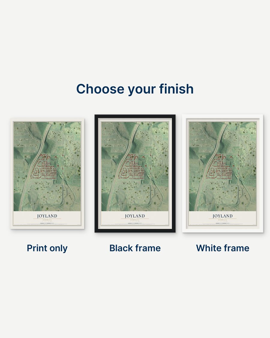 The Joyland, Georgia map as a print only, in a black frame and in a white frame