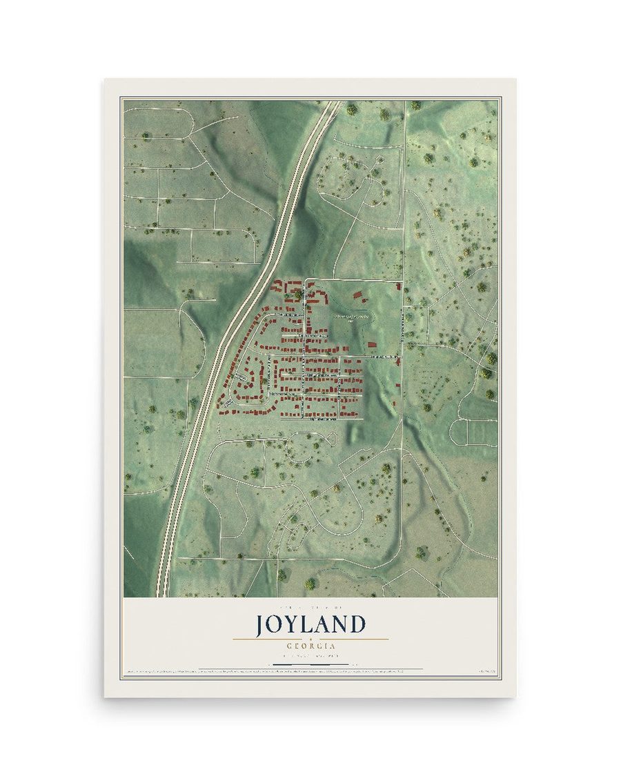 Joyland, Georgia map print, 12 x 18 in, print only