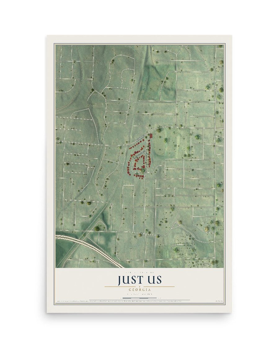 Just Us, Georgia map print, 12 x 18 in, print only