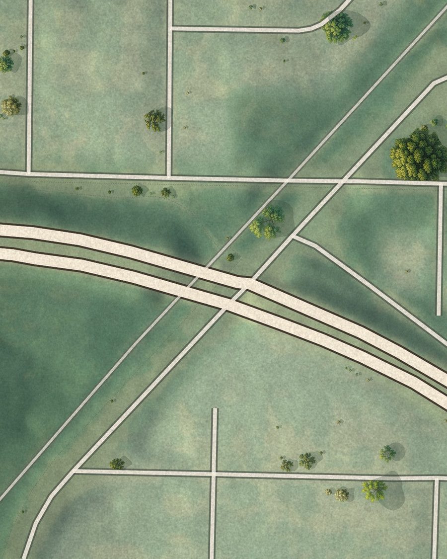 Close-up of Just Us streets on the map
