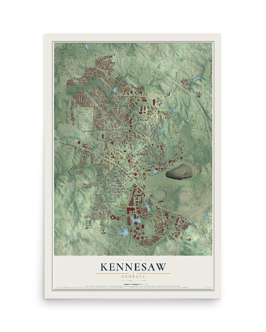 Kennesaw, Georgia map print, 12 x 18 in, print only