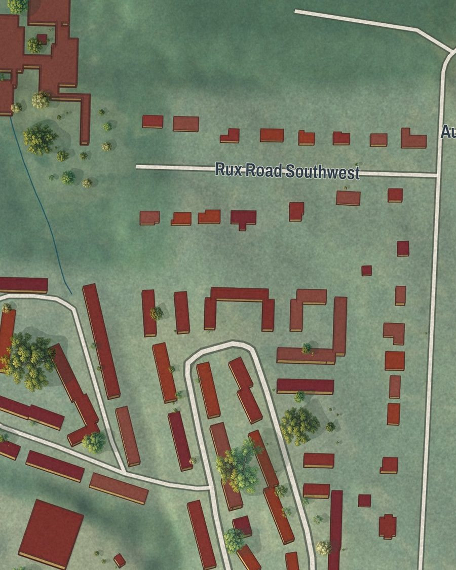 Close-up of Kings Forest streets on the map