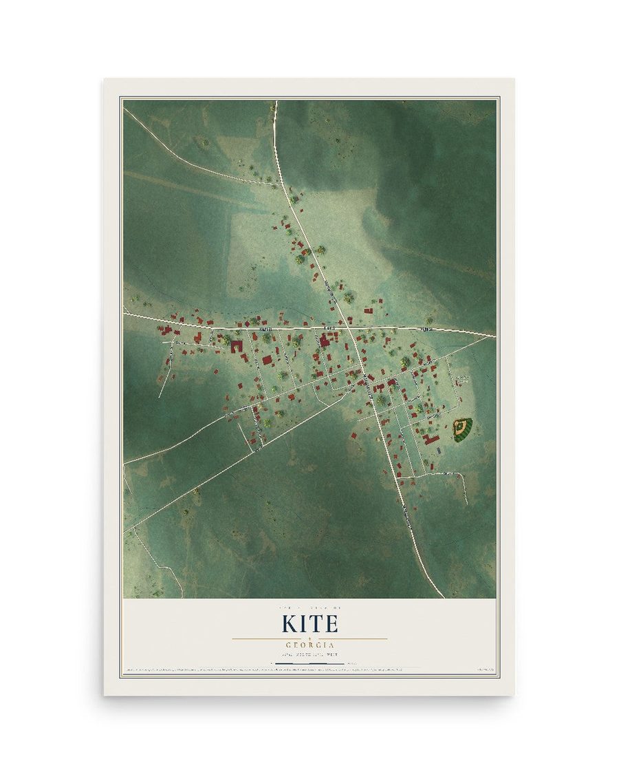 Kite, Georgia map print, 12 x 18 in, print only