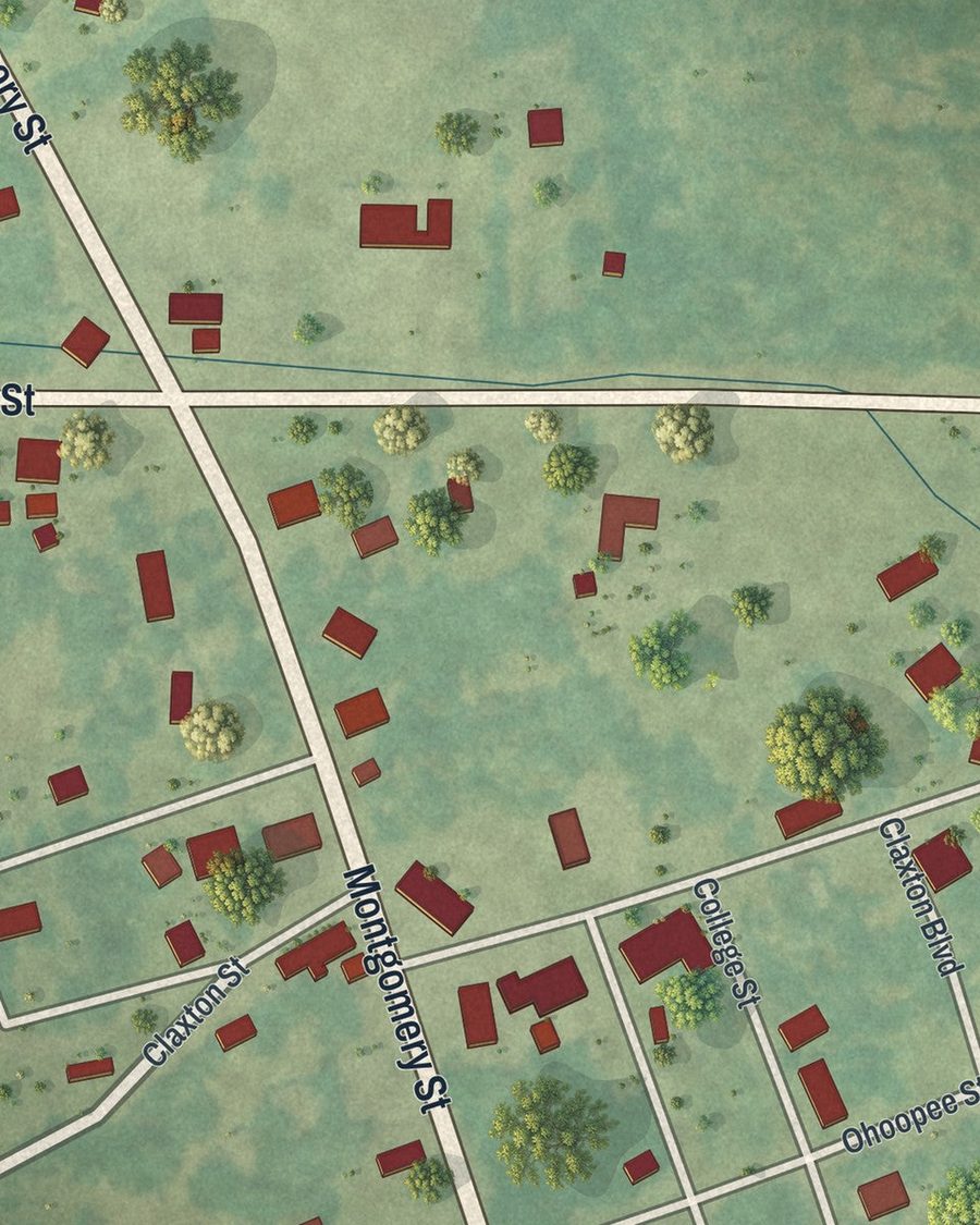 Close-up of Kite streets on the map