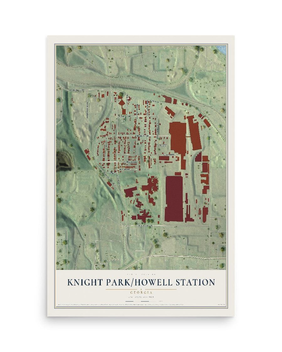 Knight Park-Howell Station, Georgia map print, 12 x 18 in, print only