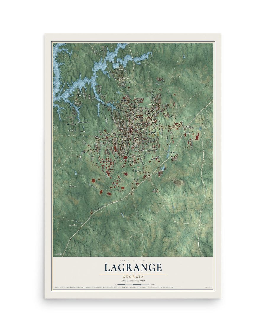LaGrange, Georgia map print, 12 x 18 in, print only