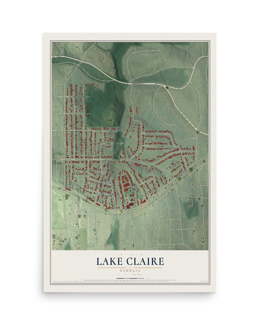 Lake Claire, Georgia map print, 12 x 18 in, print only