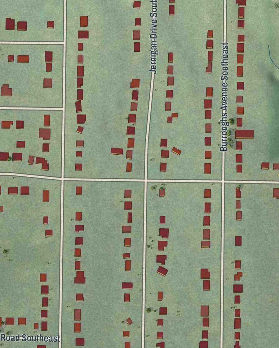 Close-up of Lakewood streets on the map