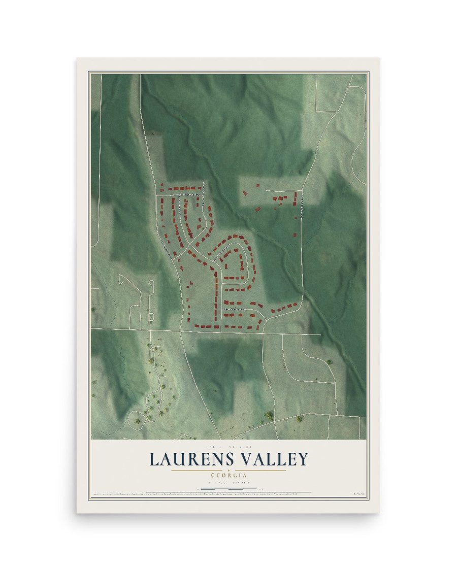 Laurens Valley, Georgia map print, 12 x 18 in, print only