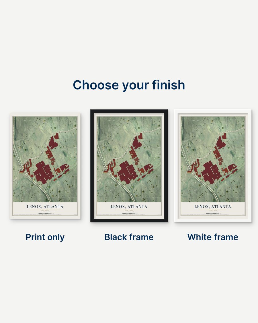 The Lenox (Atlanta), Georgia map as a print only, in a black frame and in a white frame