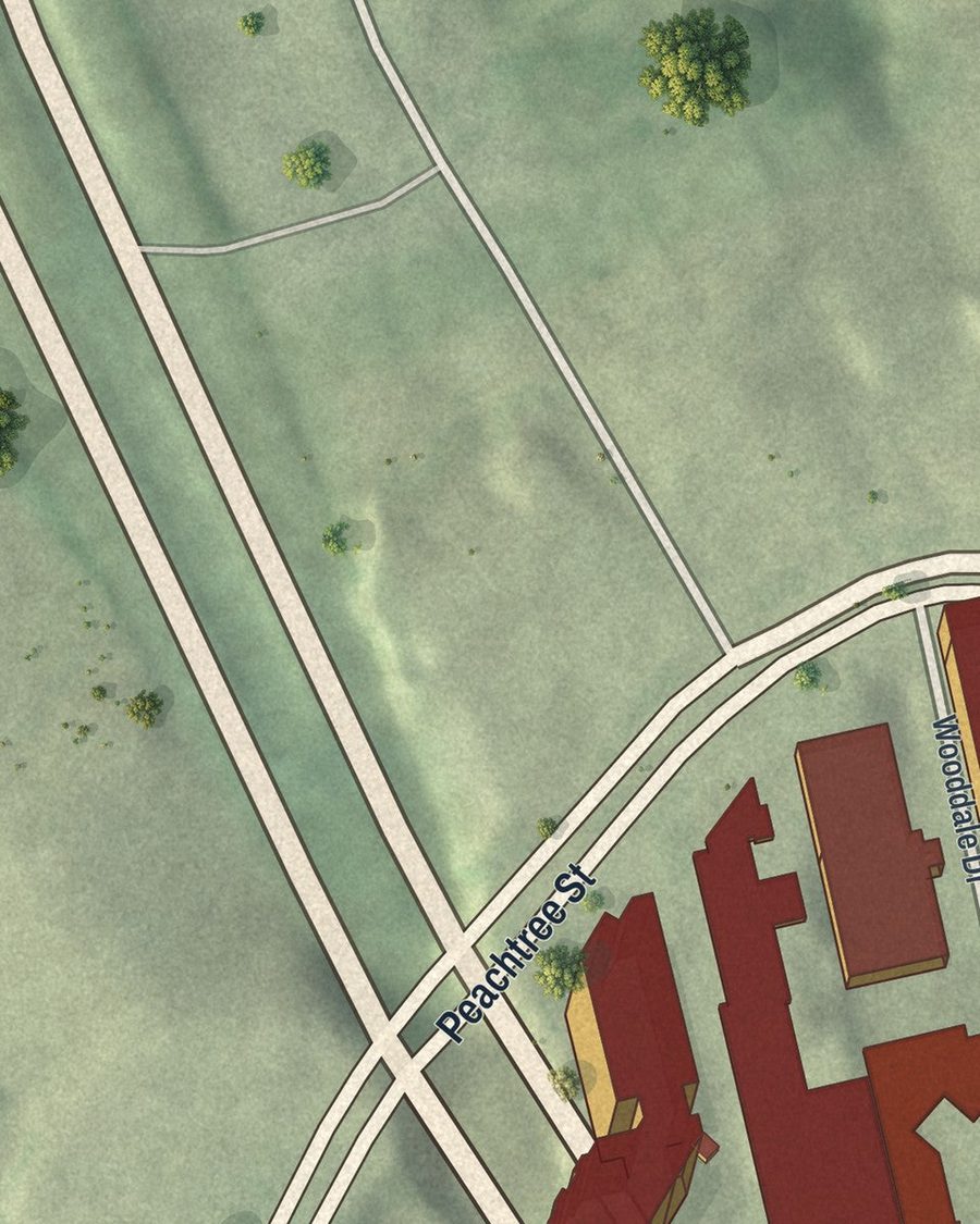 Close-up of Lenox (Atlanta) streets on the map