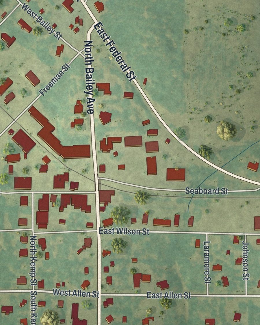 Close-up of Leslie streets on the map