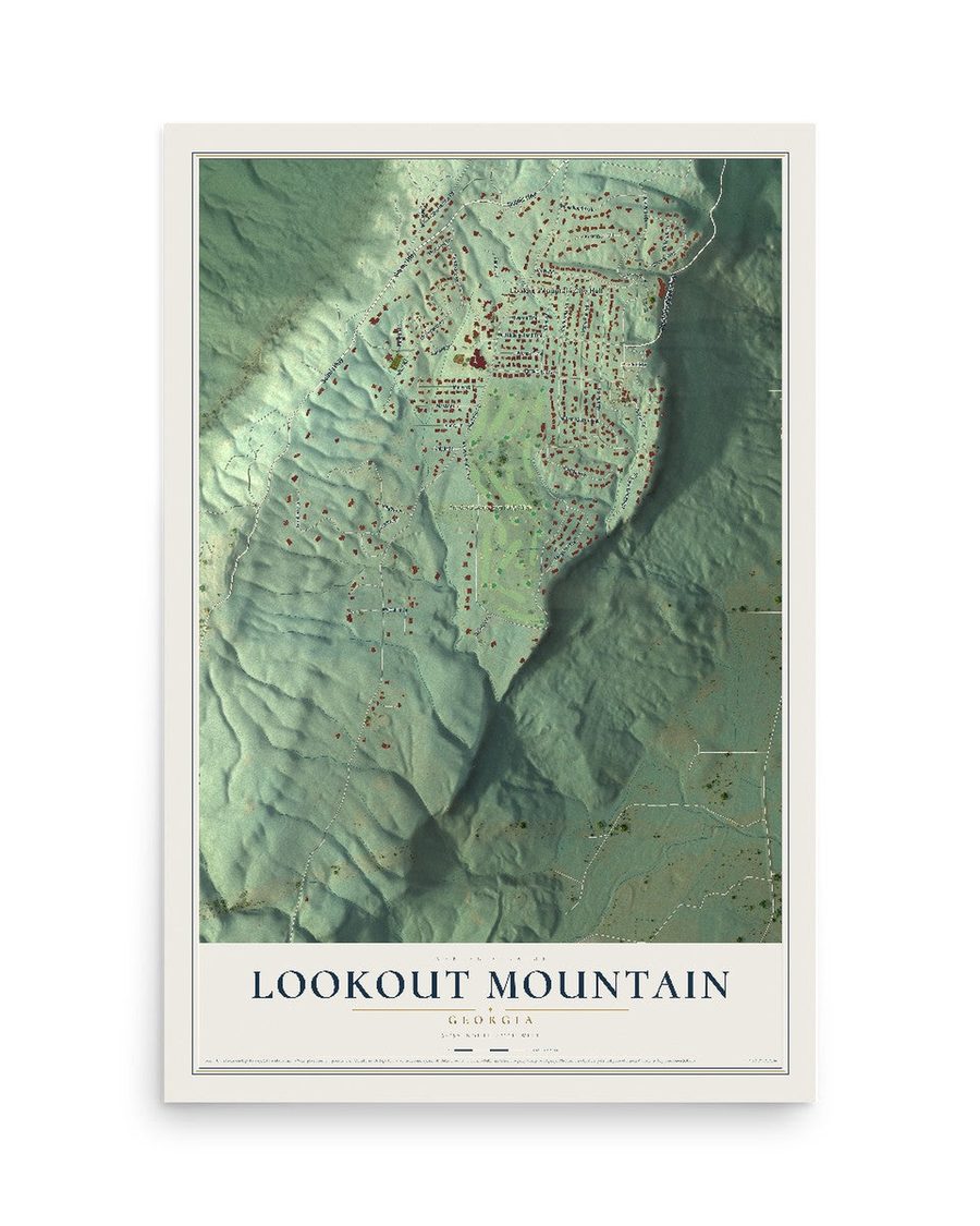 Lookout Mountain, Georgia map print, 12 x 18 in, print only