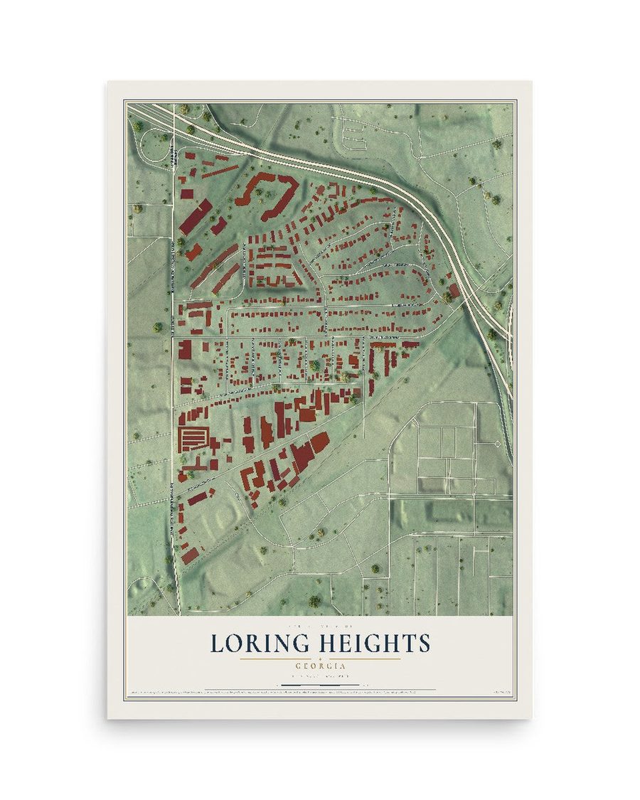 Loring Heights, Georgia map print, 12 x 18 in, print only