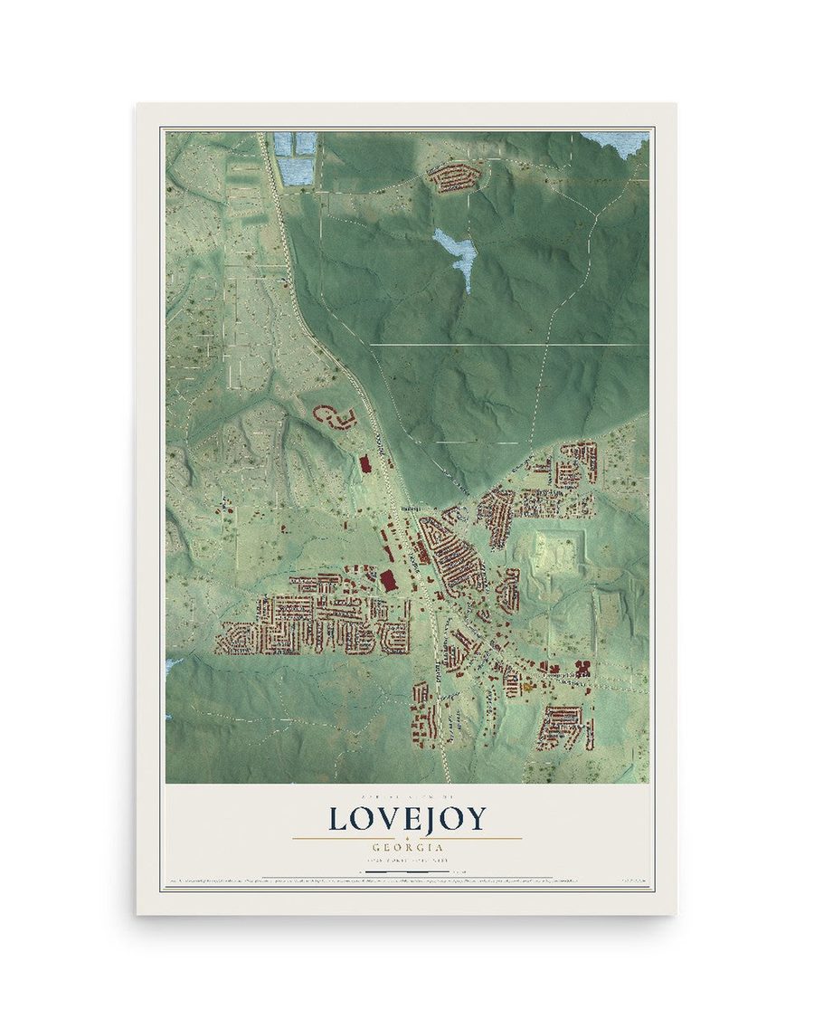 Lovejoy, Georgia map print, 12 x 18 in, print only