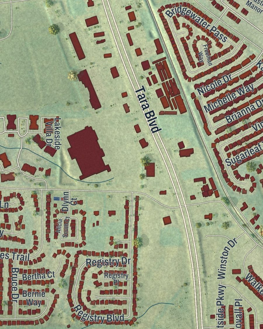 Close-up of Lovejoy streets on the map