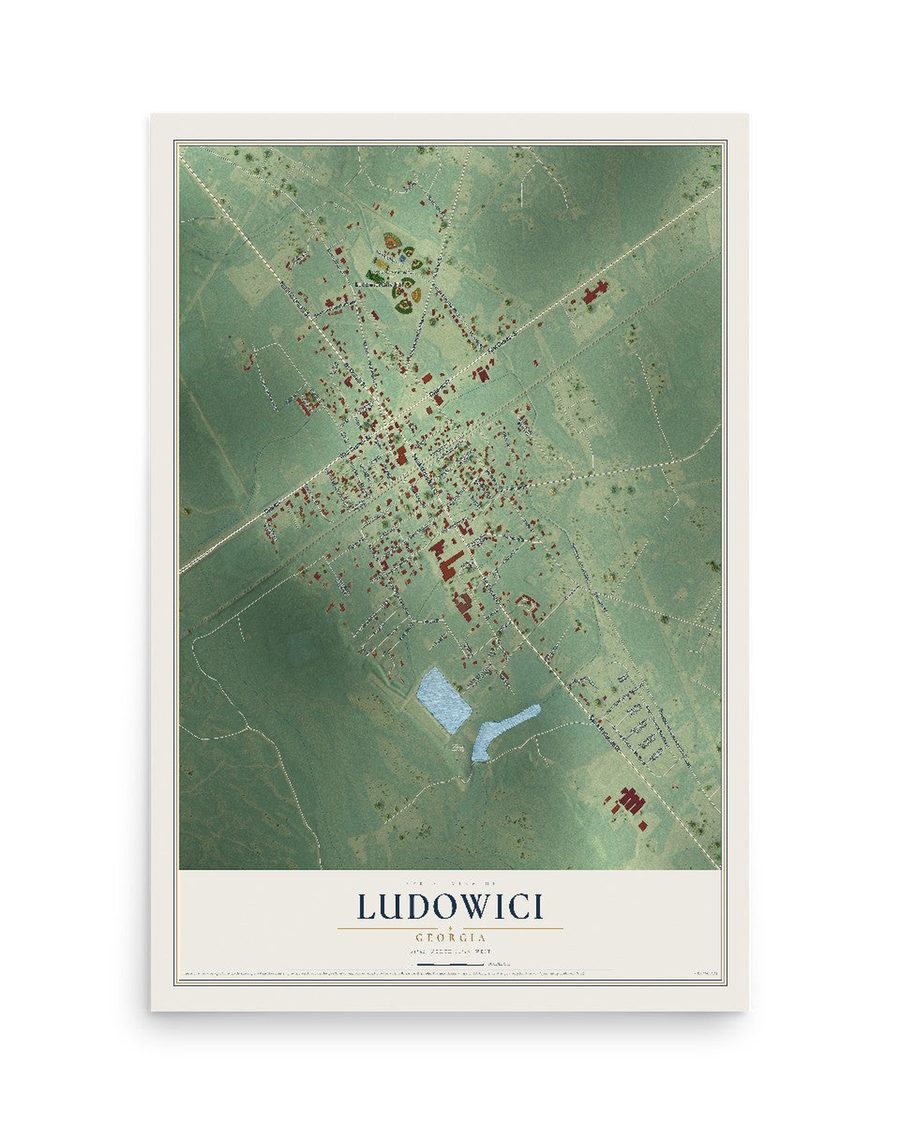 Ludowici, Georgia map print, 12 x 18 in, print only
