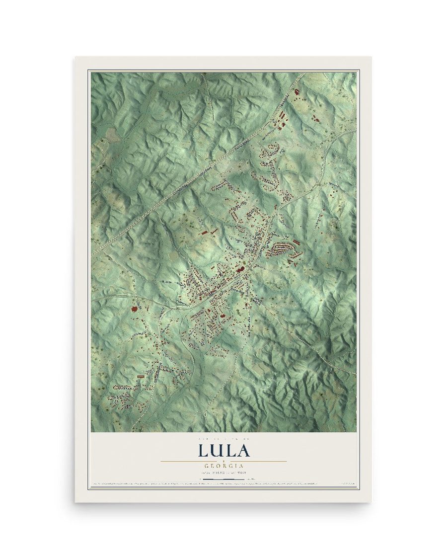 Lula, Georgia map print, 12 x 18 in, print only