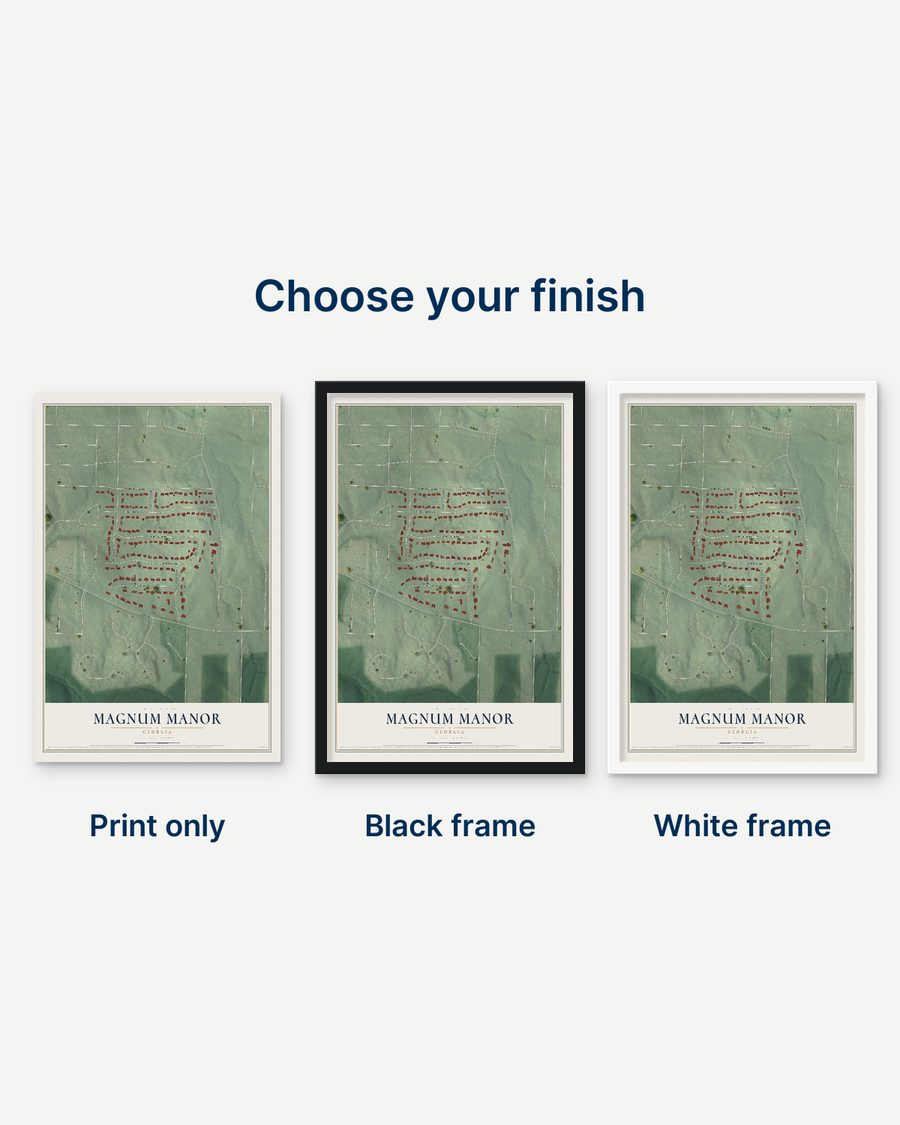 The Magnum Manor, Georgia map as a print only, in a black frame and in a white frame