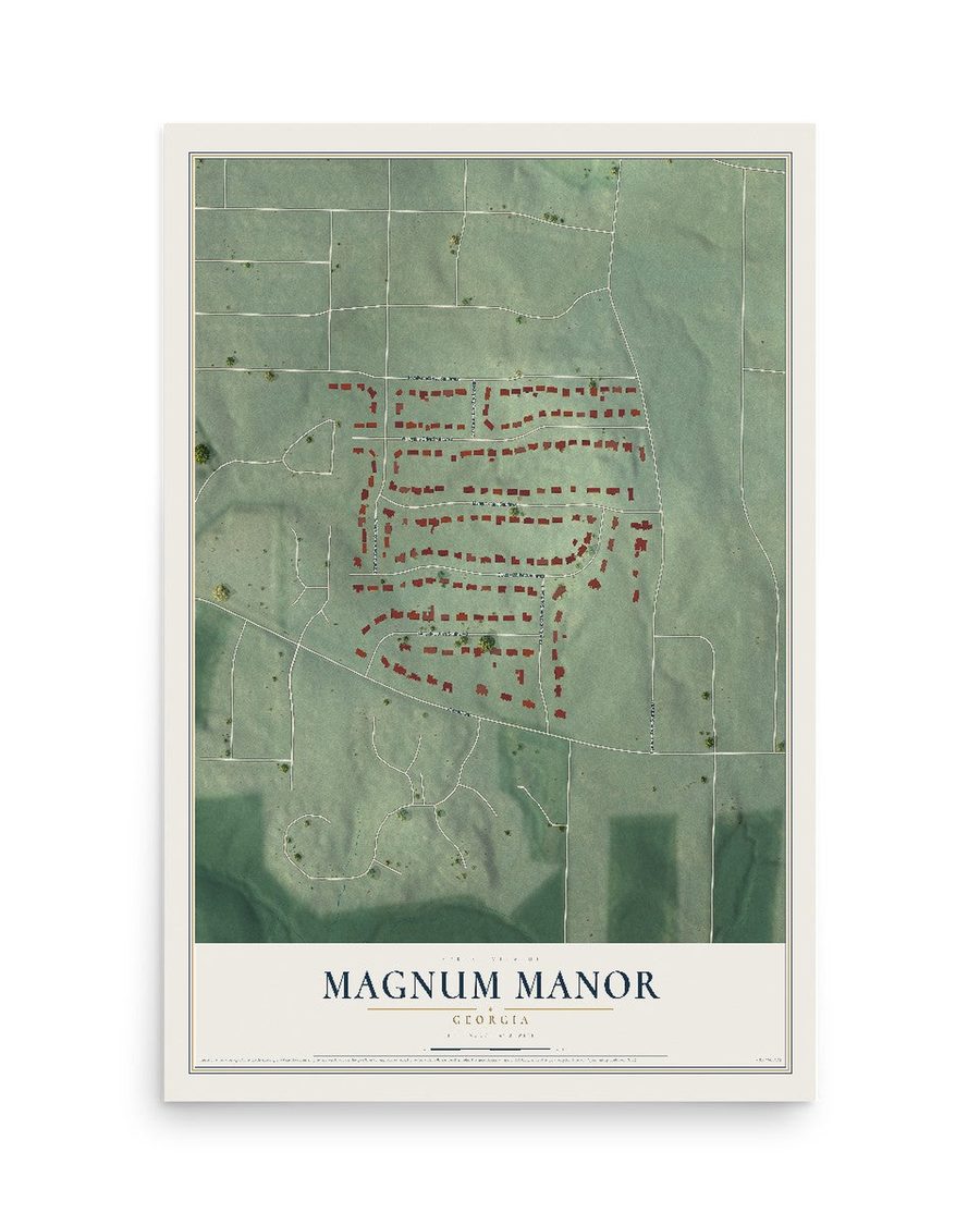 Magnum Manor, Georgia map print, 12 x 18 in, print only