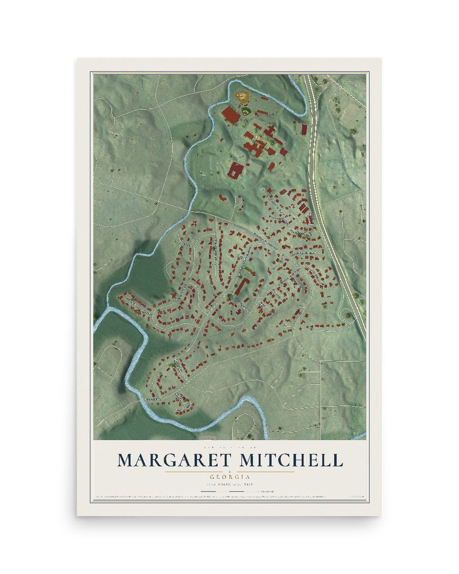 Margaret Mitchell, Georgia map print, 12 x 18 in, print only