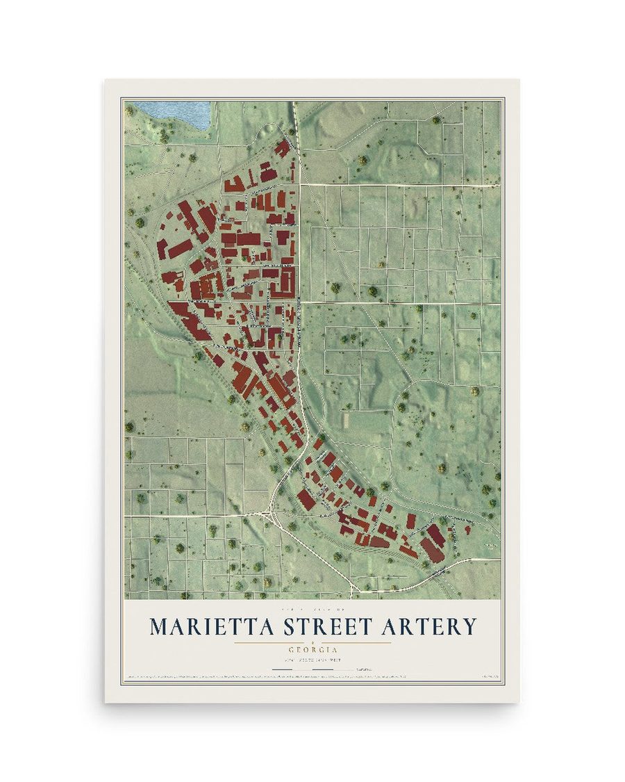 Marietta Street Artery, Georgia map print, 12 x 18 in, print only