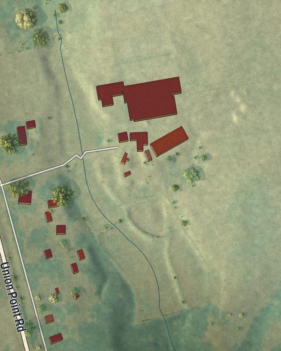 Close-up of Maxeys streets on the map
