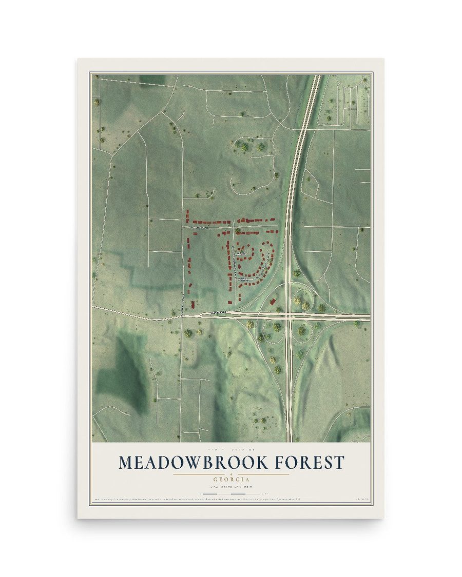 Meadowbrook Forest, Georgia map print, 12 x 18 in, print only