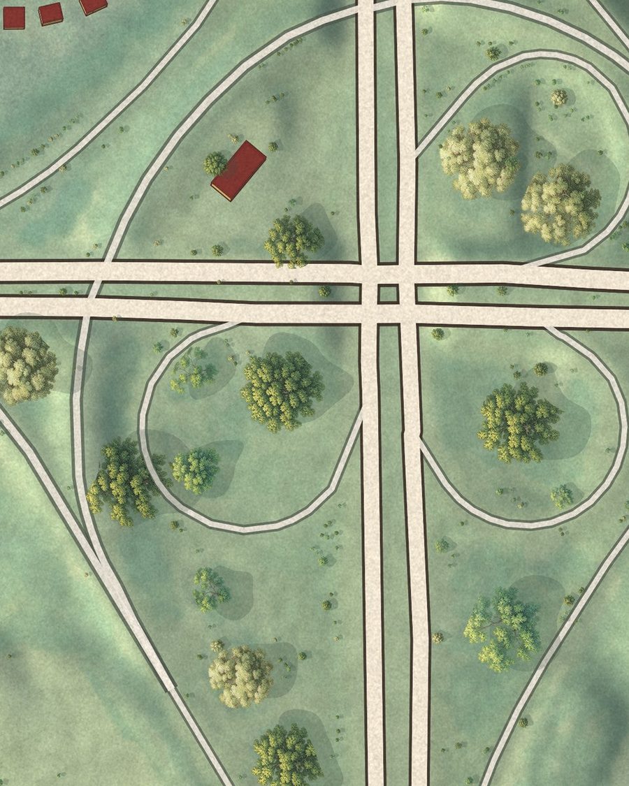 Close-up of Meadowbrook Forest streets on the map