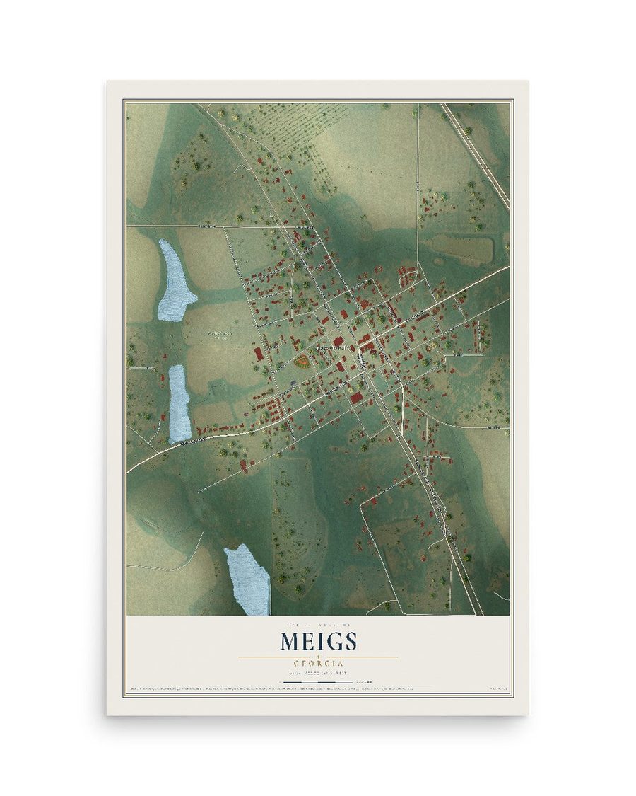 Meigs, Georgia map print, 12 x 18 in, print only