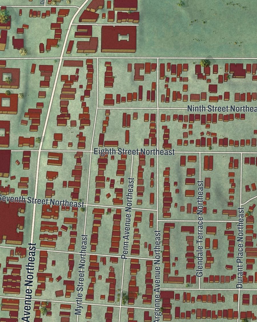Close-up of Midtown streets on the map