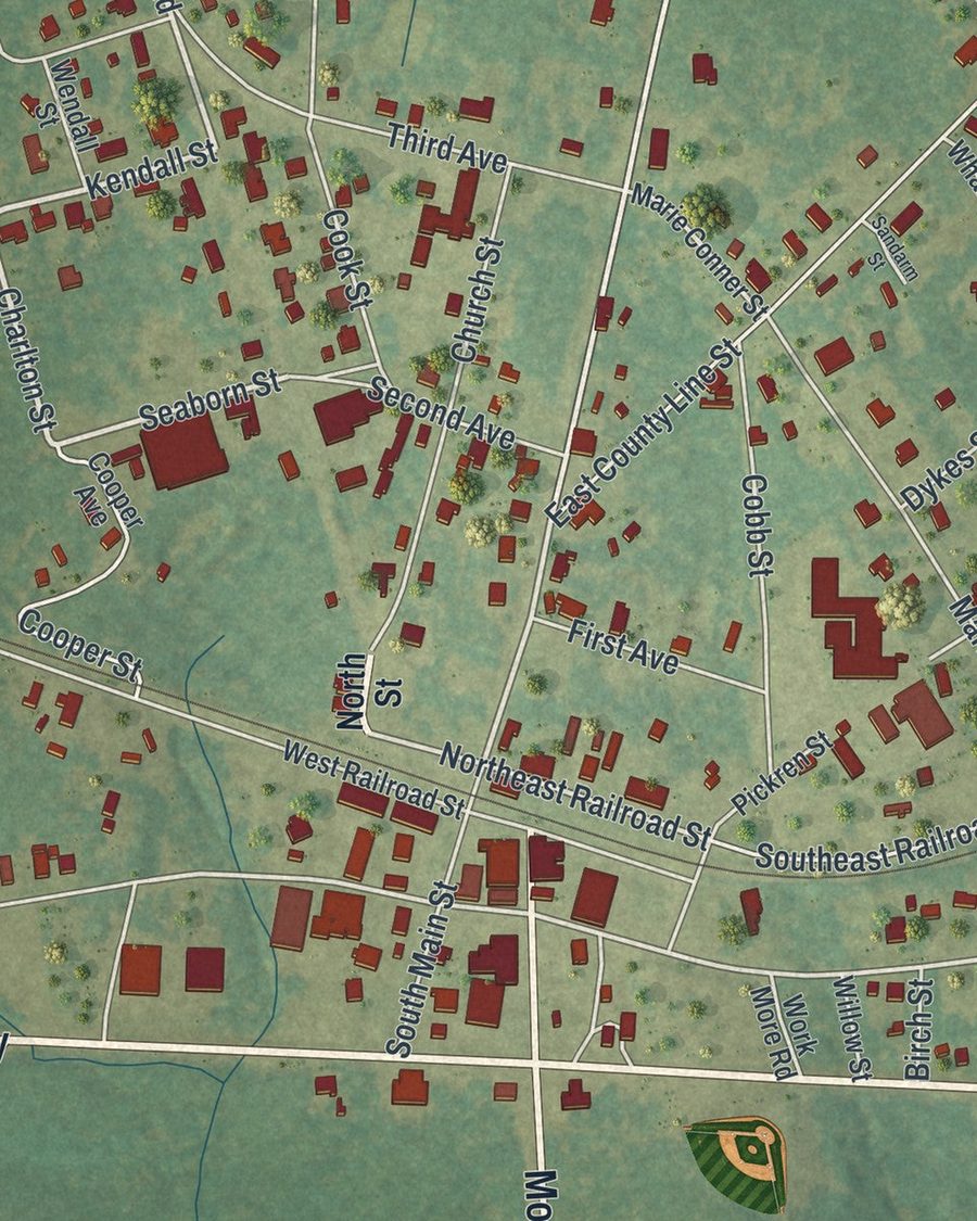 Close-up of Milan streets on the map