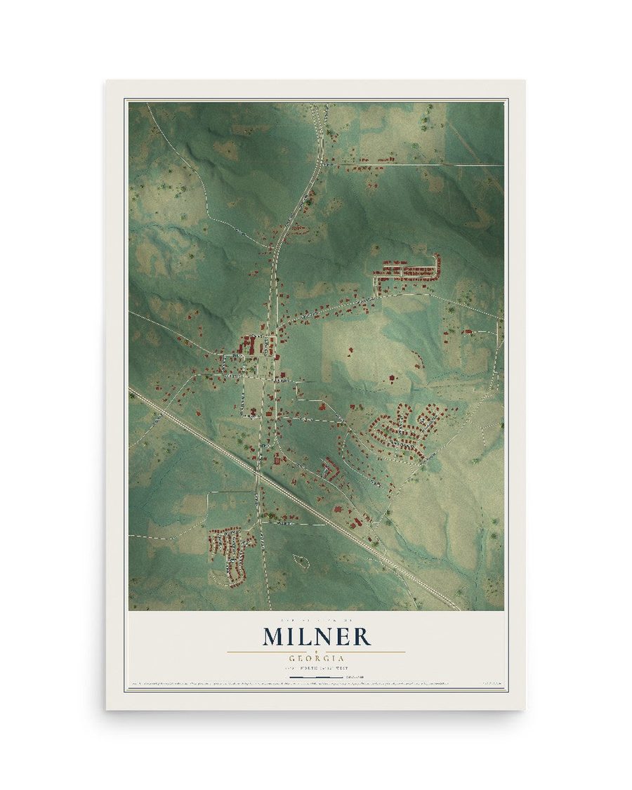 Milner, Georgia map print, 12 x 18 in, print only