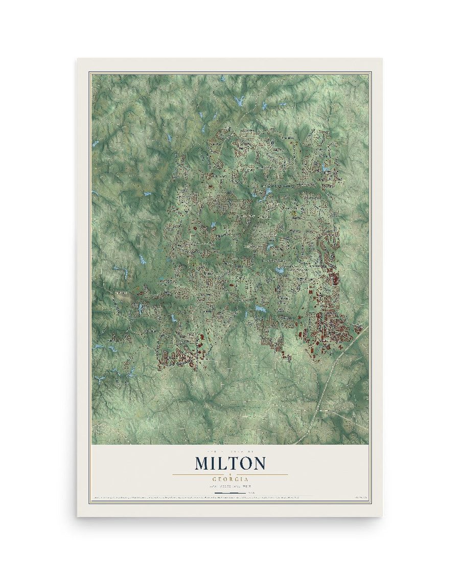 Milton, Georgia map print, 12 x 18 in, print only
