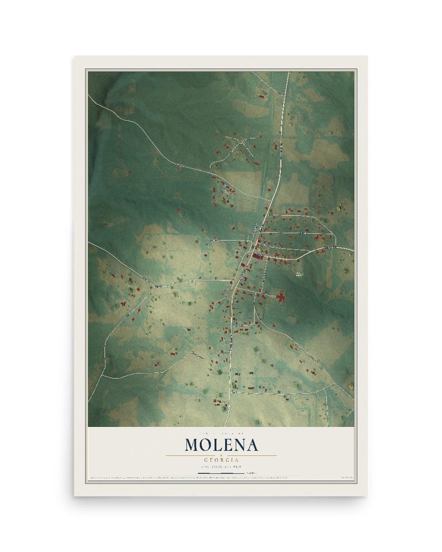 Molena, Georgia map print, 12 x 18 in, print only