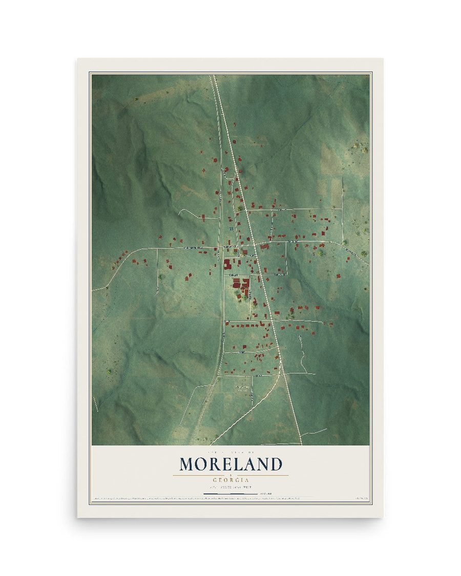 Moreland, Georgia map print, 12 x 18 in, print only