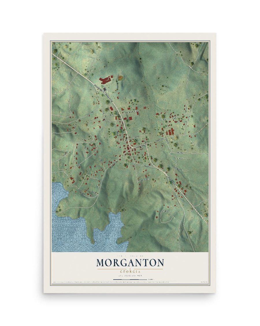 Morganton, Georgia map print, 12 x 18 in, print only