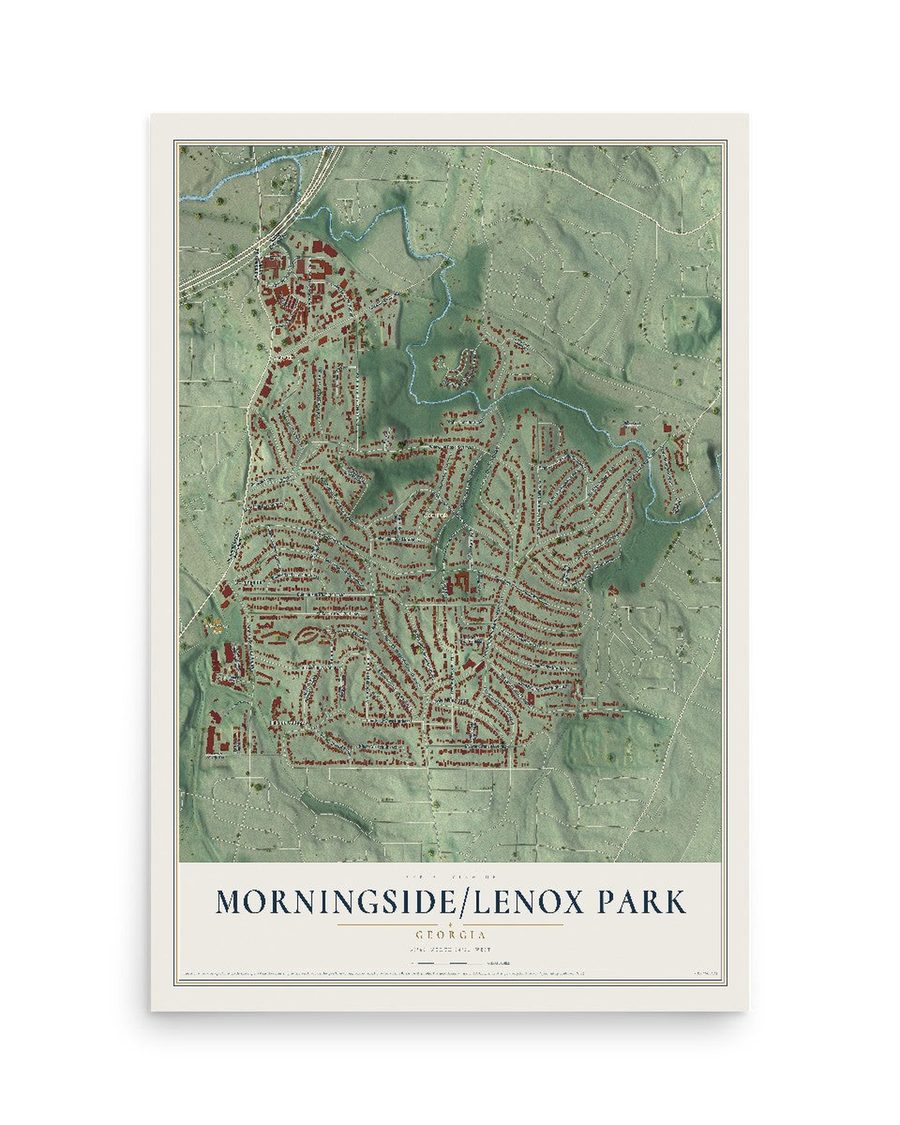 Morningside-Lenox Park, Georgia map print, 12 x 18 in, print only