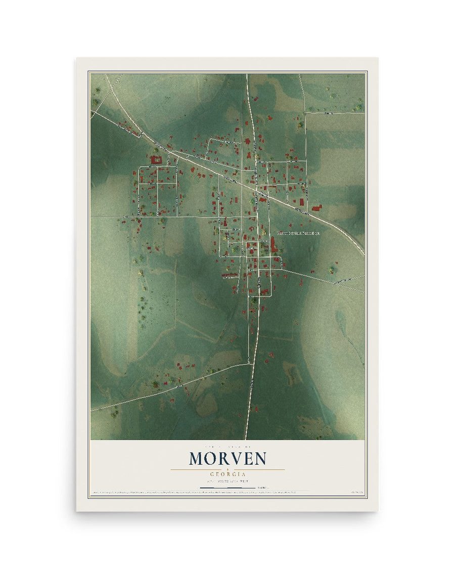 Morven, Georgia map print, 12 x 18 in, print only