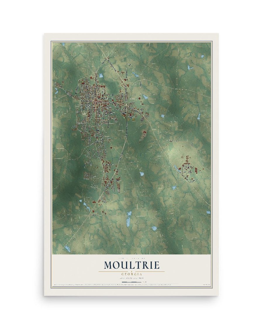 Moultrie, Georgia map print, 12 x 18 in, print only