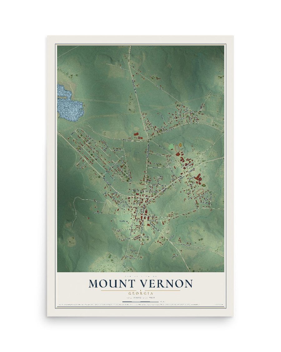 Mount Vernon, Georgia map print, 12 x 18 in, print only