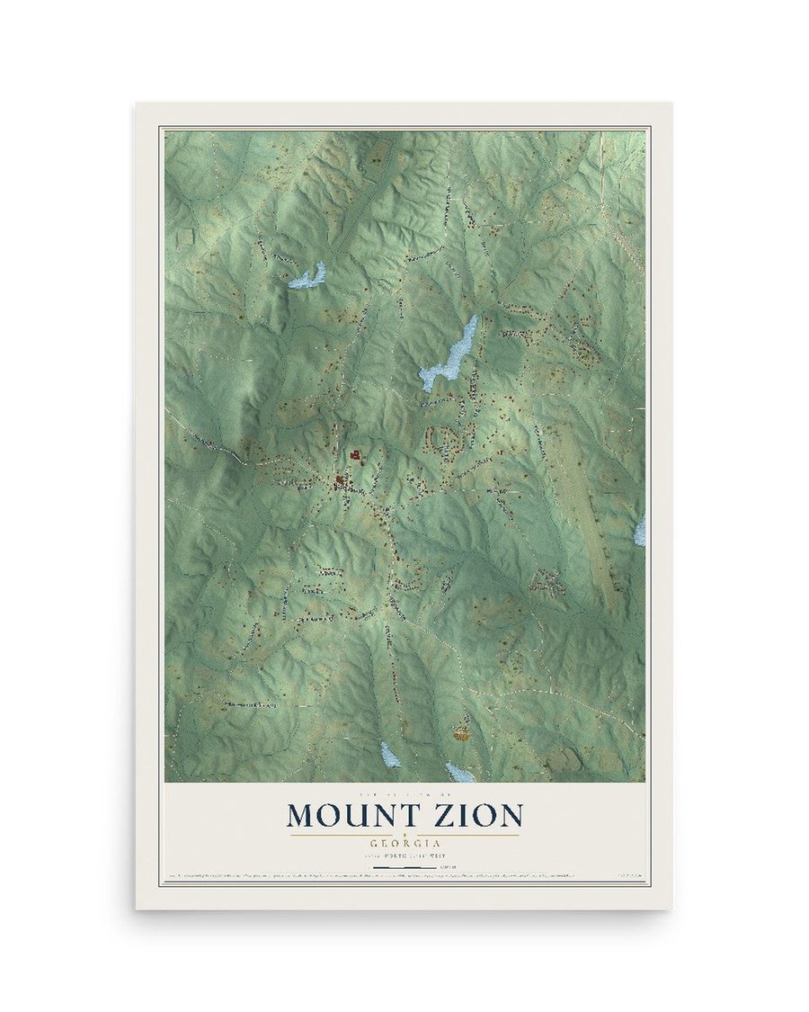 Mount Zion, Georgia map print, 12 x 18 in, print only
