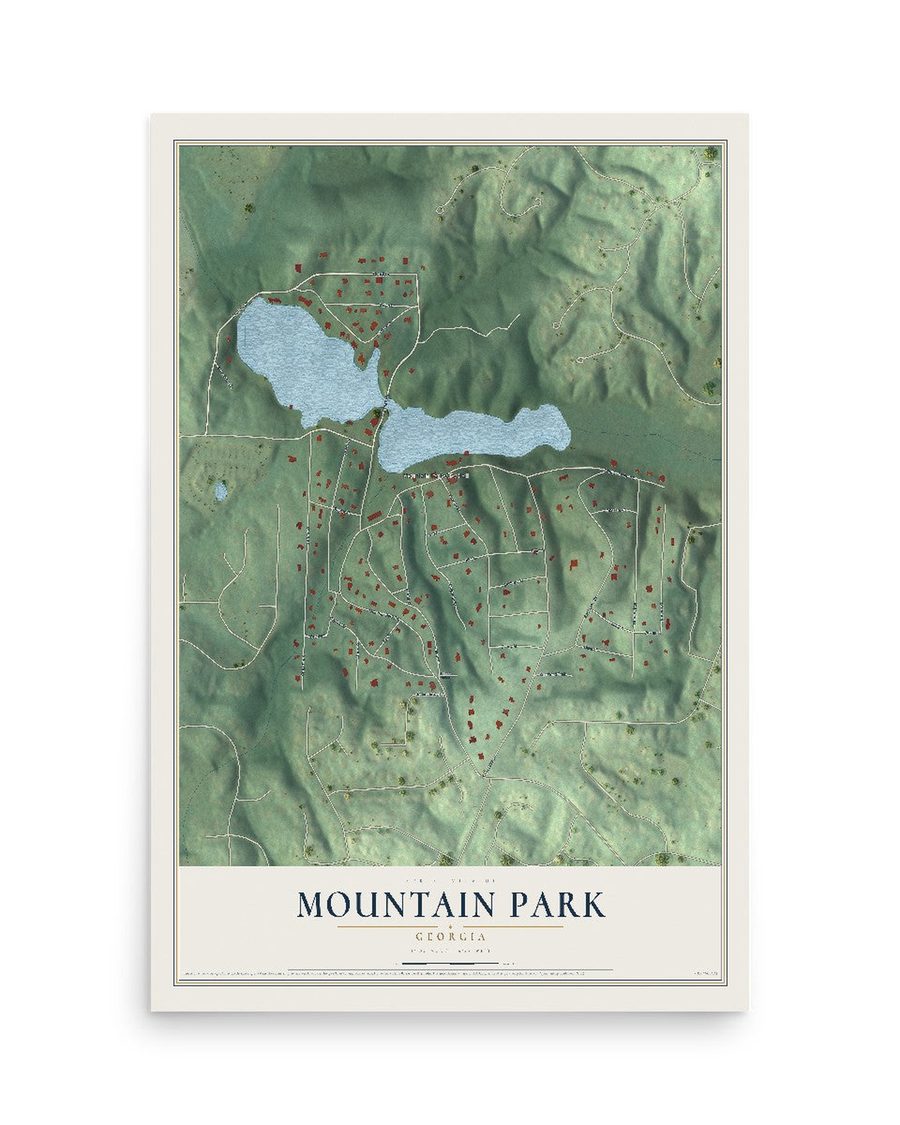 Mountain Park, Georgia map print, 12 x 18 in, print only