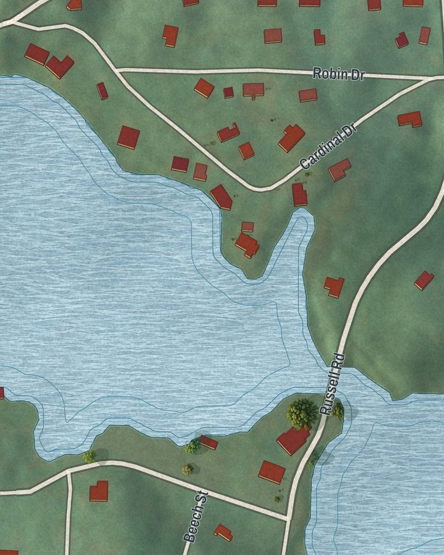 Close-up of Mountain Park streets on the map