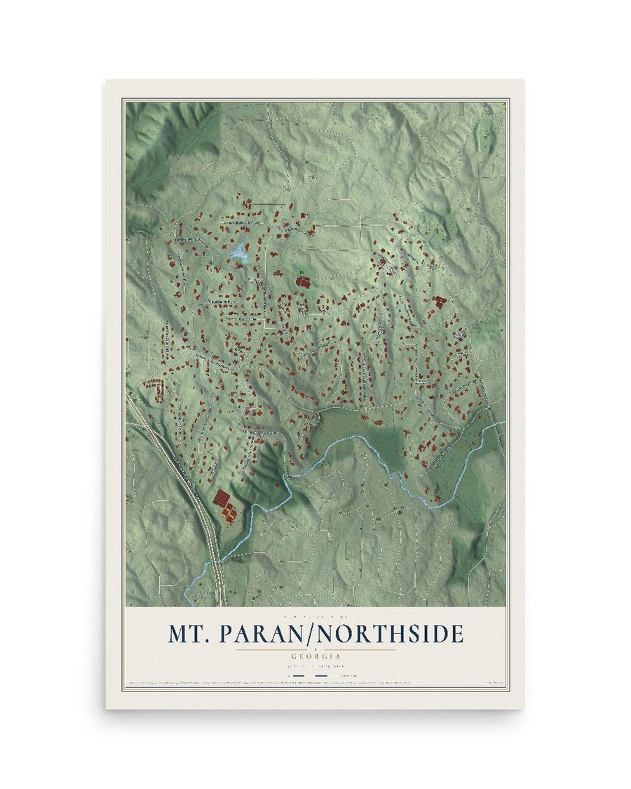 Mt. Paran-Northside, Georgia map print, 12 x 18 in, print only