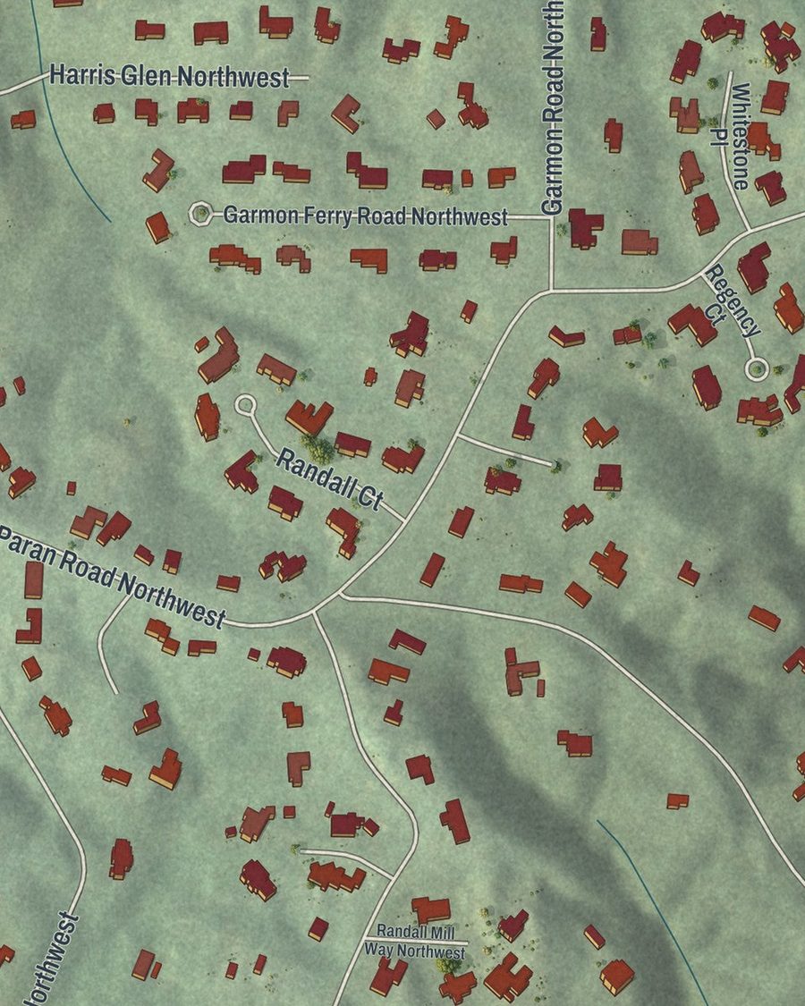 Close-up of Mt. Paran-Northside streets on the map
